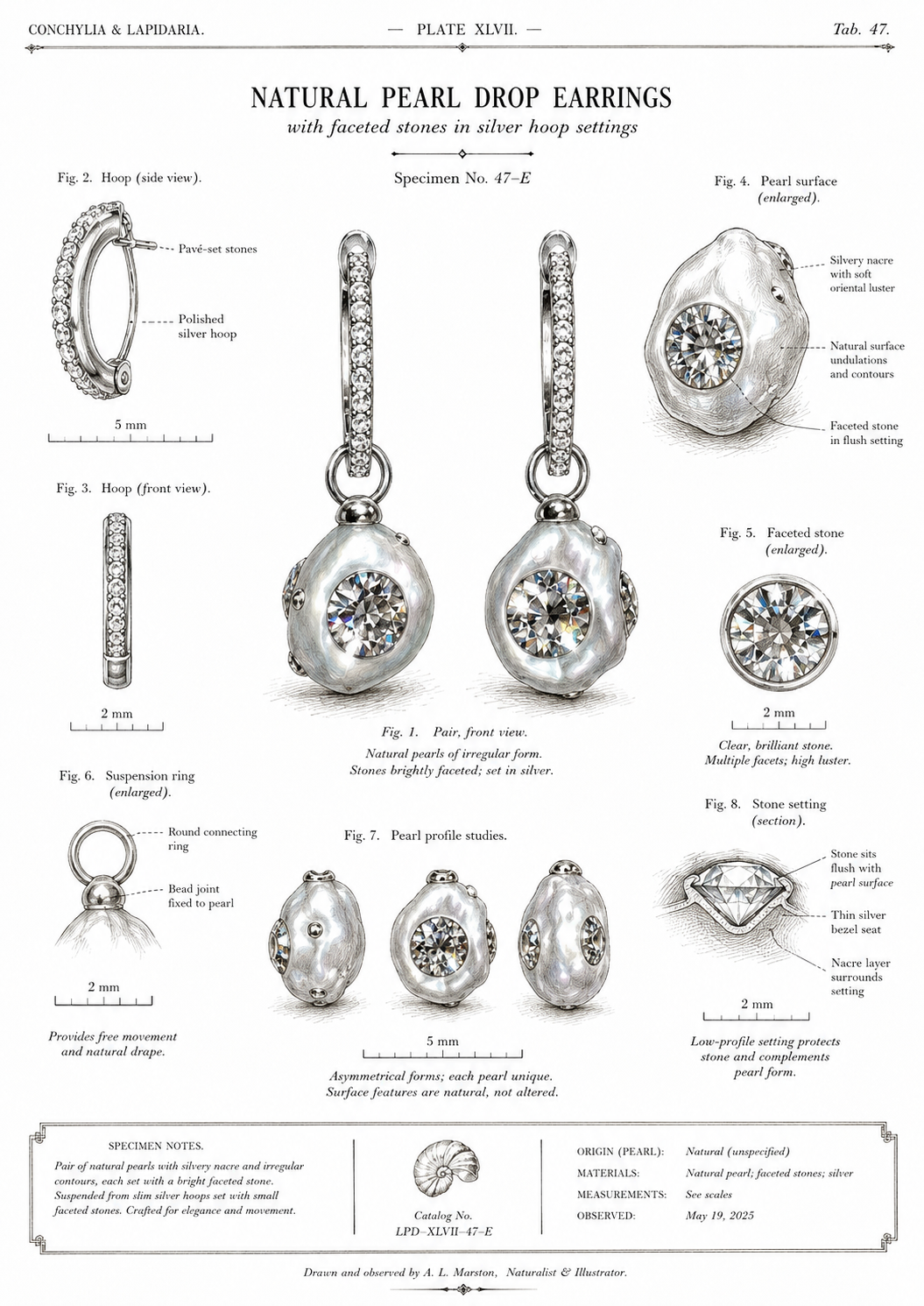 Stardust Embedded Keshi Pearl Huggie Earrings in S925 Silver