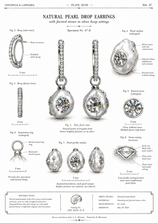Stardust Embedded Keshi Pearl Huggie Earrings in S925 Silver